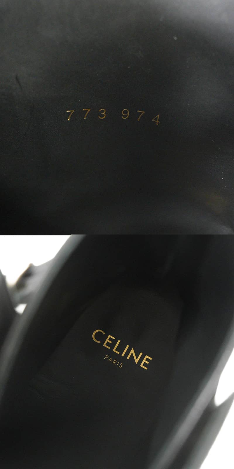 [Pre-loved] CELINE boots Short boots Jodhpur Drugstore line Chunky heel Noir (Black) Shiny calfskin #38.5 Silver HW 773974[LIKE NEW][Authentic]