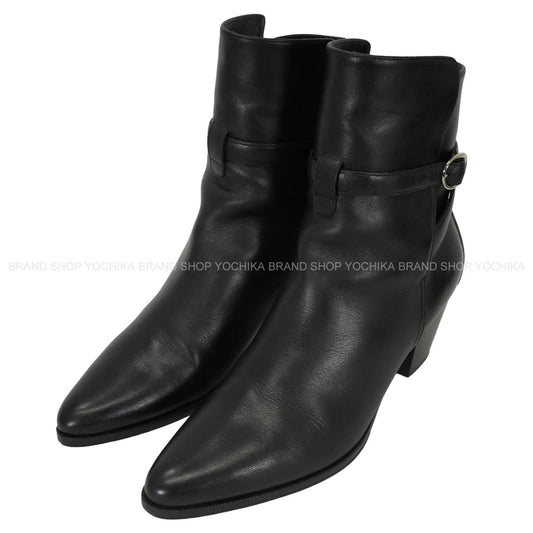 [Pre-loved] CELINE boots Short boots Jodhpur Drugstore line Chunky heel Noir (Black) Shiny calfskin #38.5 Silver HW 773974[LIKE NEW][Authentic]