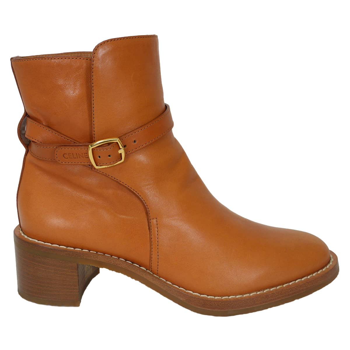 [Pre-loved] CELINE boots Short boots FolcoTan Calfskin #39 Gold HW BF0241[LIKE NEW][Authentic]