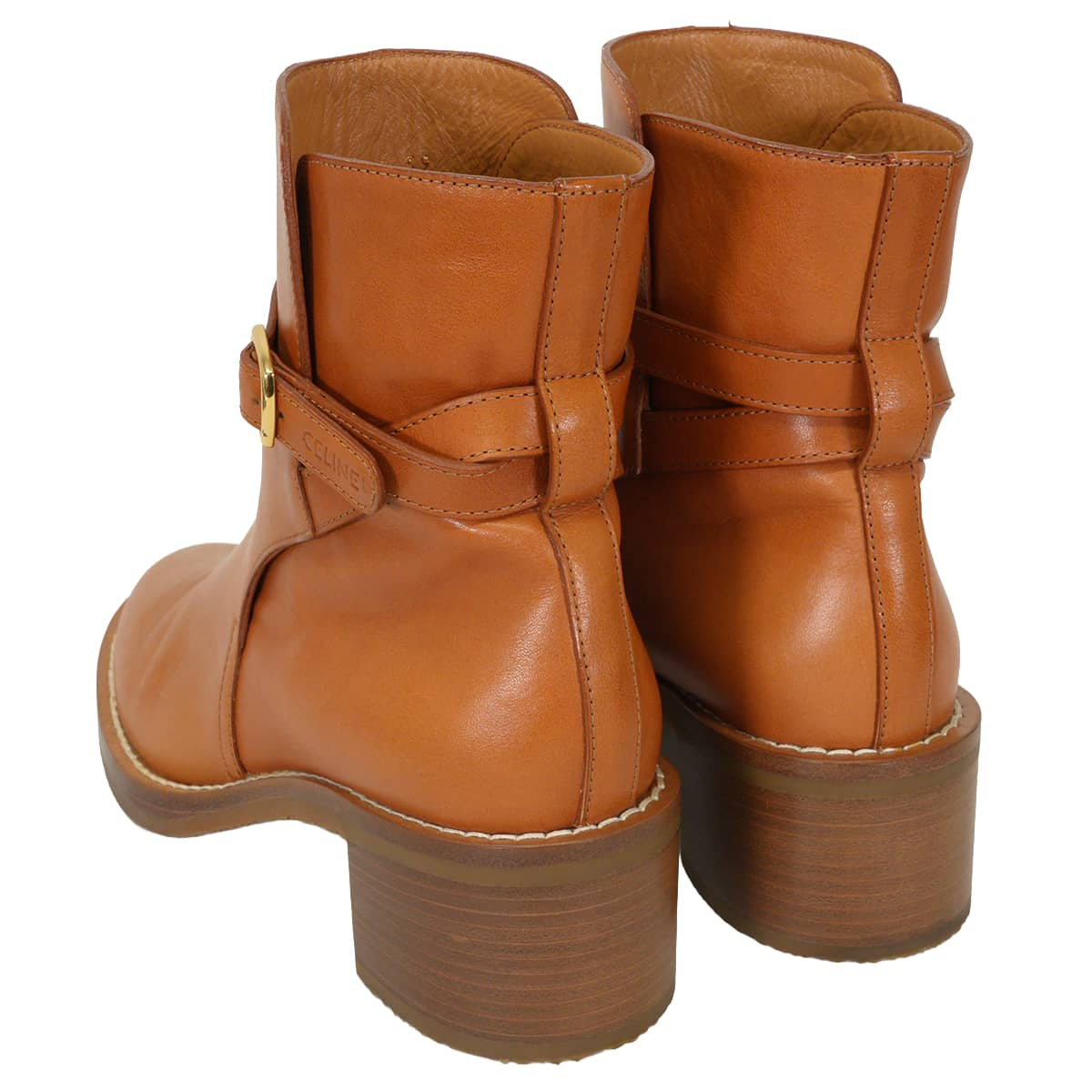 [Pre-loved] CELINE boots Short boots FolcoTan Calfskin #39 Gold HW BF0241[LIKE NEW][Authentic]