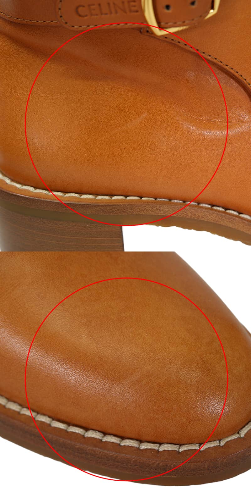 [Pre-loved] CELINE boots Short boots FolcoTan Calfskin #39 Gold HW BF0241[LIKE NEW][Authentic]