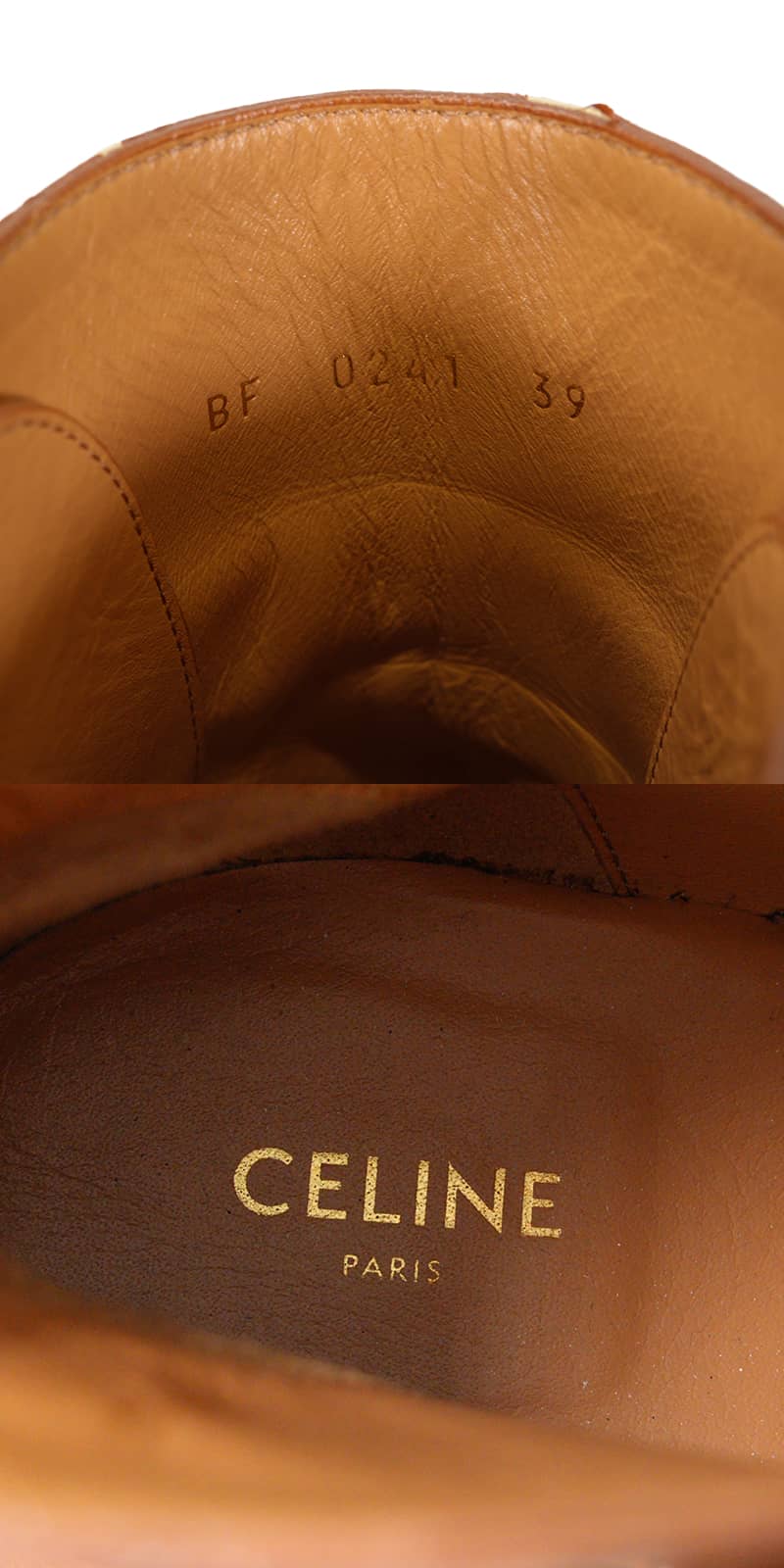 [Pre-loved] CELINE boots Short boots FolcoTan Calfskin #39 Gold HW BF0241[LIKE NEW][Authentic]