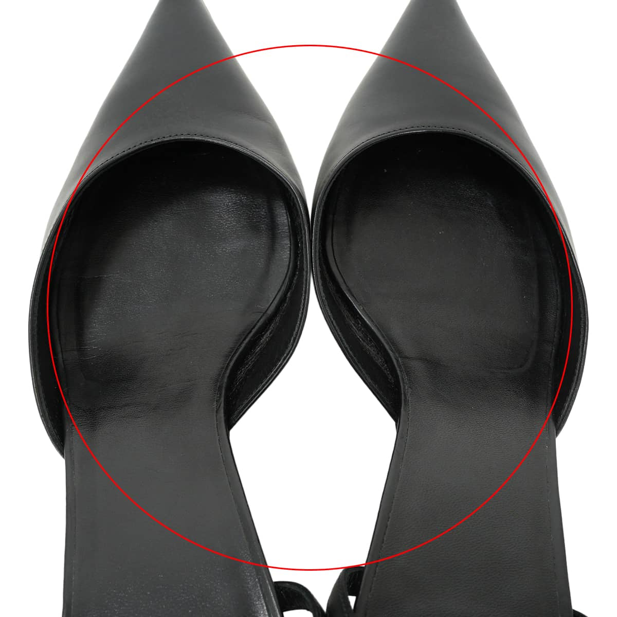 [Pre-loved] CELINE pumps Hedi Slimane Kitten Metal toe Strap Noir (Black) Calfskin #39 Silver HW RM0272[LIKE NEW][Authentic]
