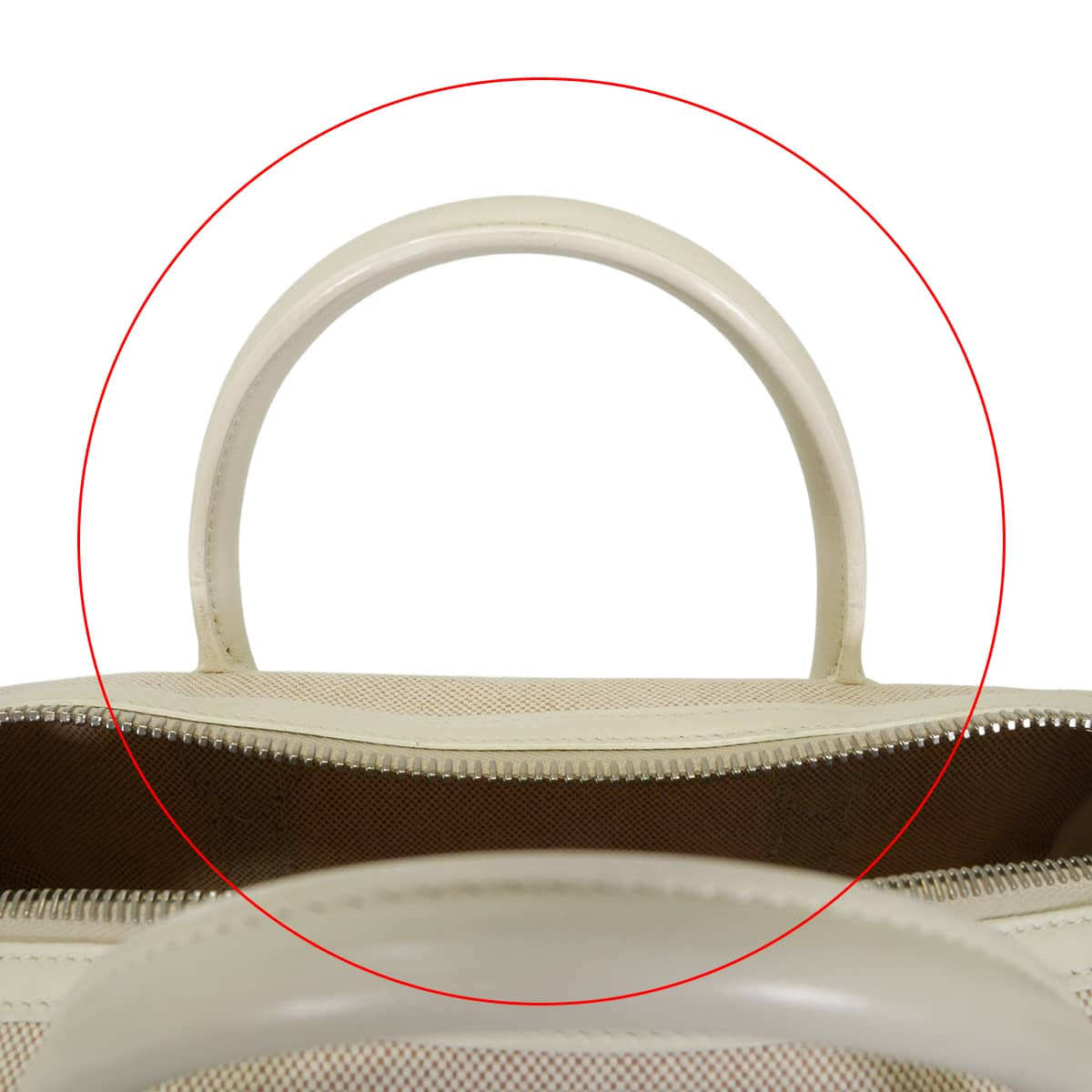 [Pre-loved] HERMES Handbag Polochon Mademoiselle Blanc (White) Toile H/Veau Swift Silver HW Stamp □N[LIKE NEW][Authentic]