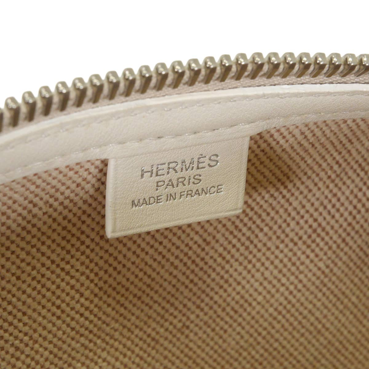 [Pre-loved] HERMES Handbag Polochon Mademoiselle Blanc (White) Toile H/Veau Swift Silver HW Stamp □N[LIKE NEW][Authentic]