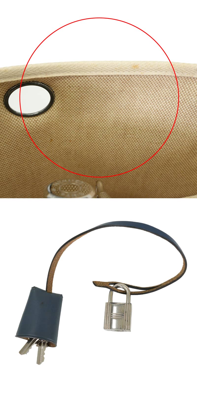 [Pre-loved] HERMES Shoulder bag Herbag PMBlue Noah Toile GM/Vache Hunter Silver HW Stamp □F[USED SA][Authentic]