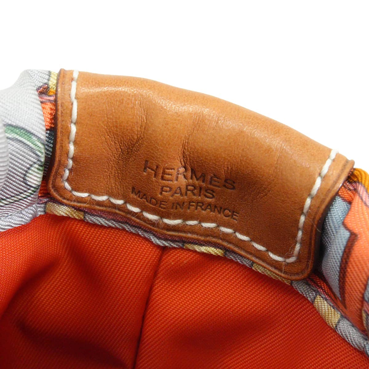 HERMES Pouch Fourbi 20 Colliers et Chiens Multicolor Silk100%/Veau Barenia Silver HW Stamp C[EXCELLENT][Authentic]