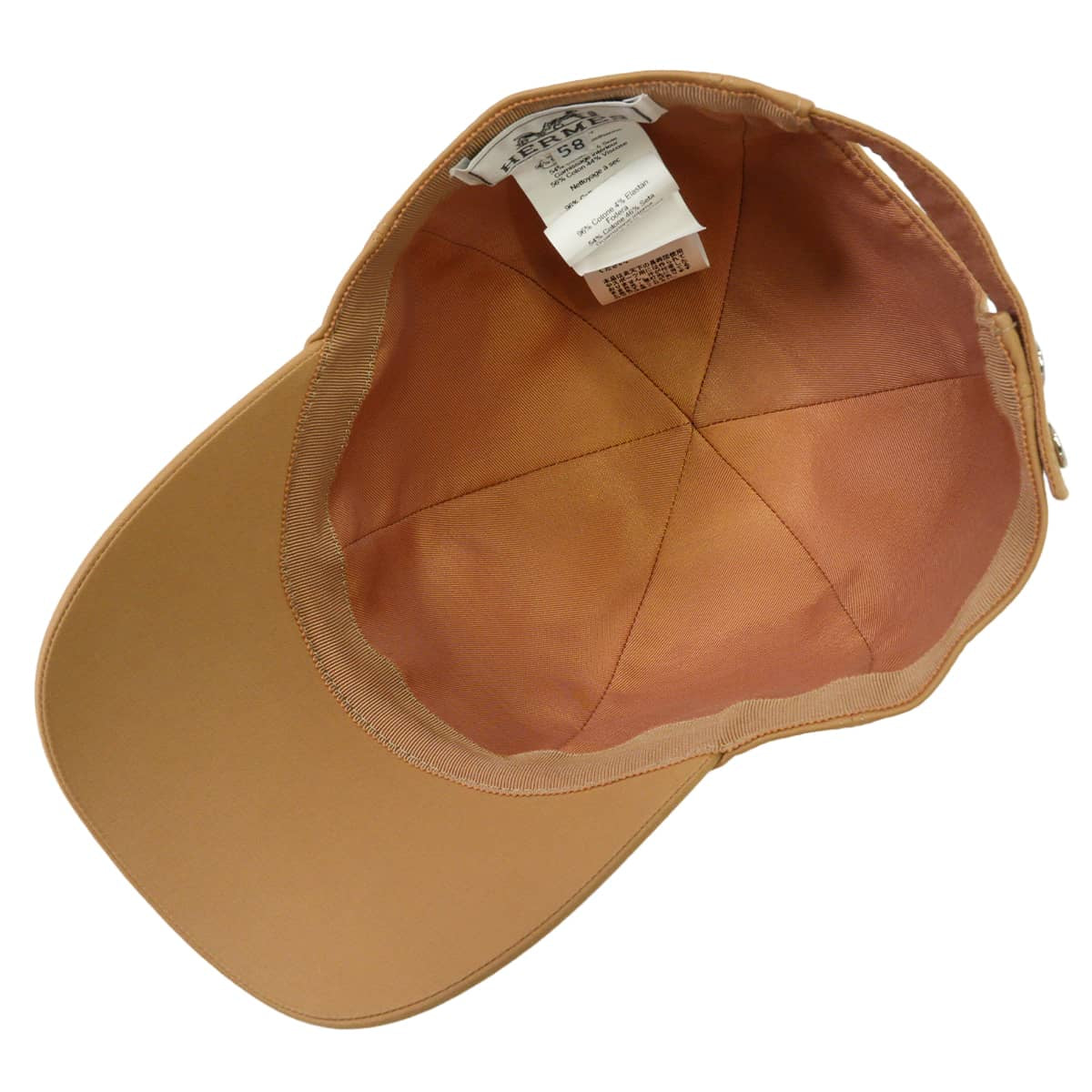 HERMES cap Serena Nautique Hat #58 Biscuit Cotton/Polyester/Polyurethane/Silk/Rayon[EXCELLENT][Authentic]