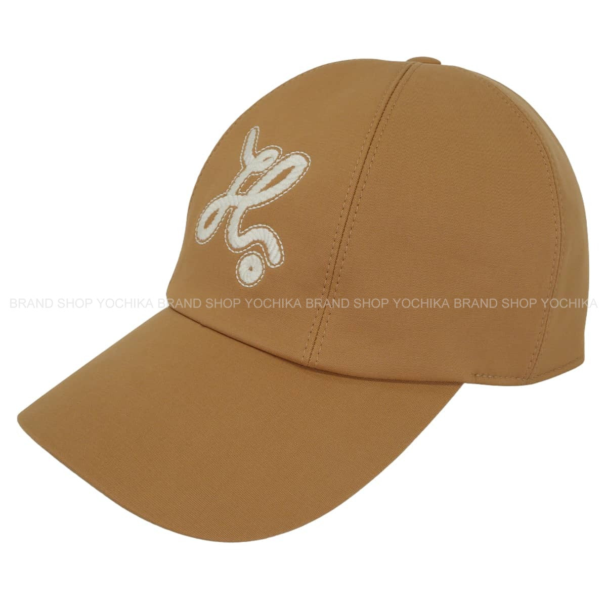HERMES cap Serena Nautique Hat #58 Biscuit Cotton/Polyester/Polyurethane/Silk/Rayon[EXCELLENT][Authentic]