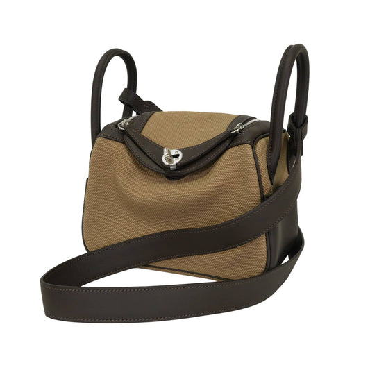 HERMES Shoulder bag Lindy mini II 20 Bai Brun/Mousse Toile Goeland/Veau Swift Silver HW Stamp G[BRAND NEW][Authentic]