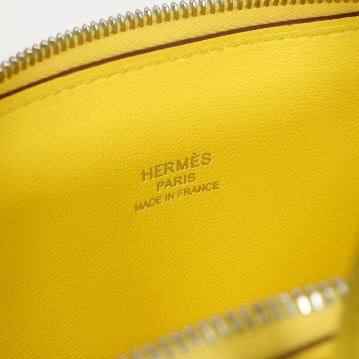 HERMES Shoulder bag Bolide 1923 20 mini Jaune Citron Chevre Mysore Silver HW Stamp G[EXCELLENT][Authentic]