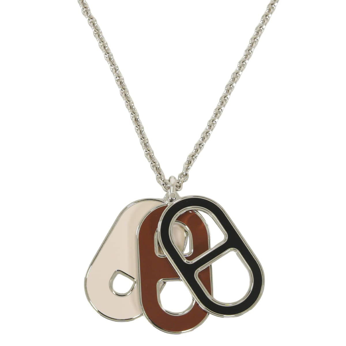HERMES necklace Maillon Deep Dune Silver plated/Lacquer Silver HW[BRAND NEW][Authentic]
