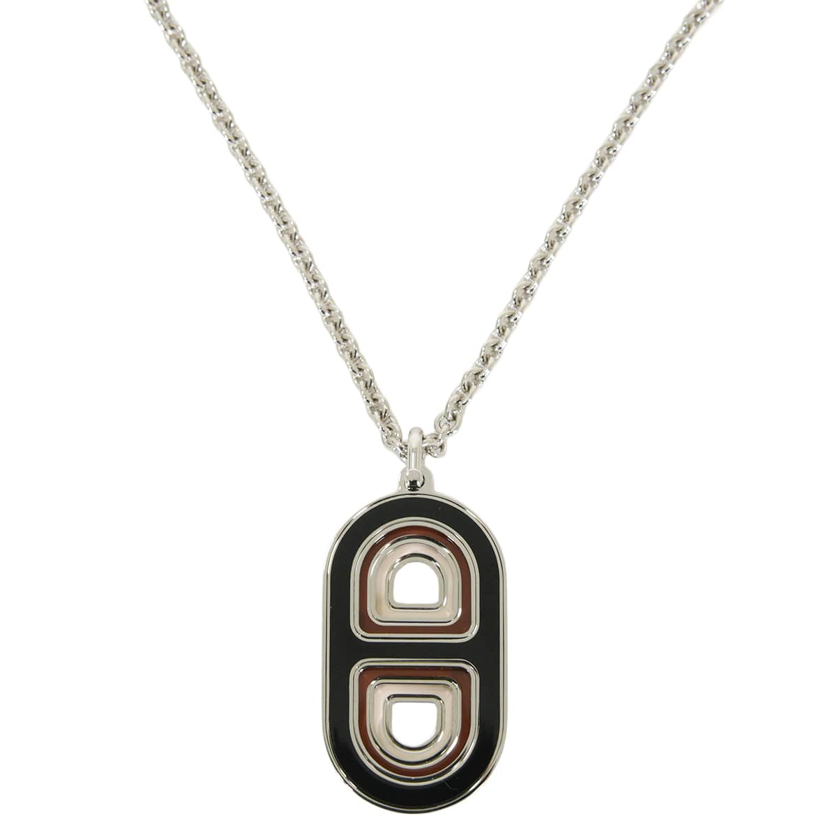 HERMES necklace Maillon Deep Dune Silver plated/Lacquer Silver HW[BRAND NEW][Authentic]