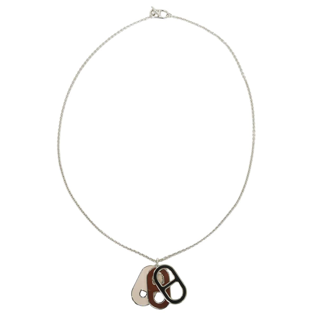 HERMES necklace Maillon Deep Dune Silver plated/Lacquer Silver HW[BRAND NEW][Authentic]