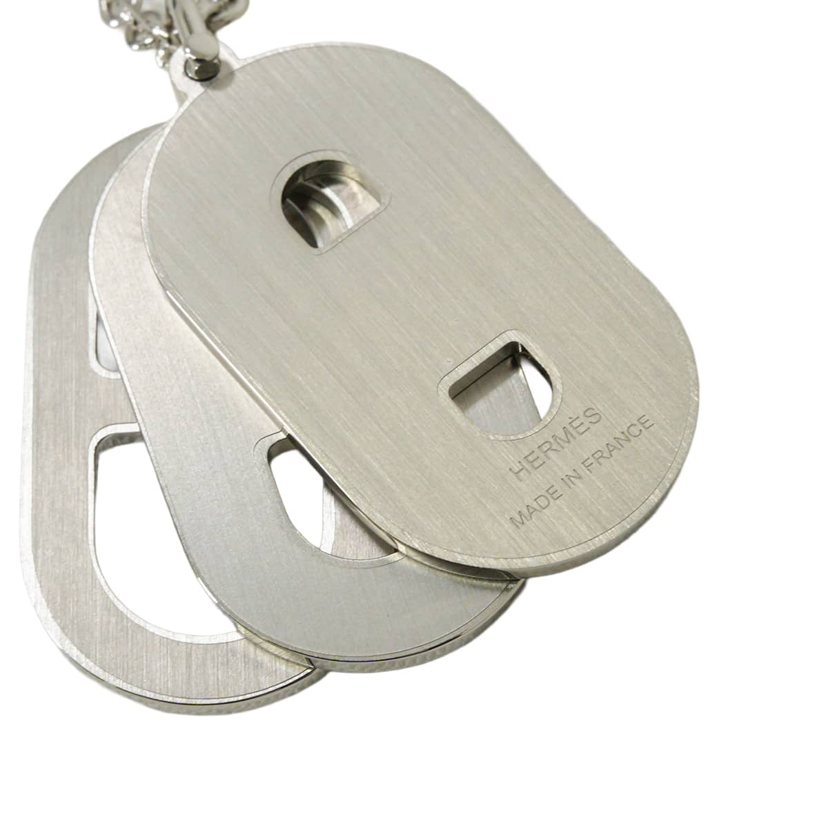 HERMES necklace Maillon Deep Dune Silver plated/Lacquer Silver HW[BRAND NEW][Authentic]