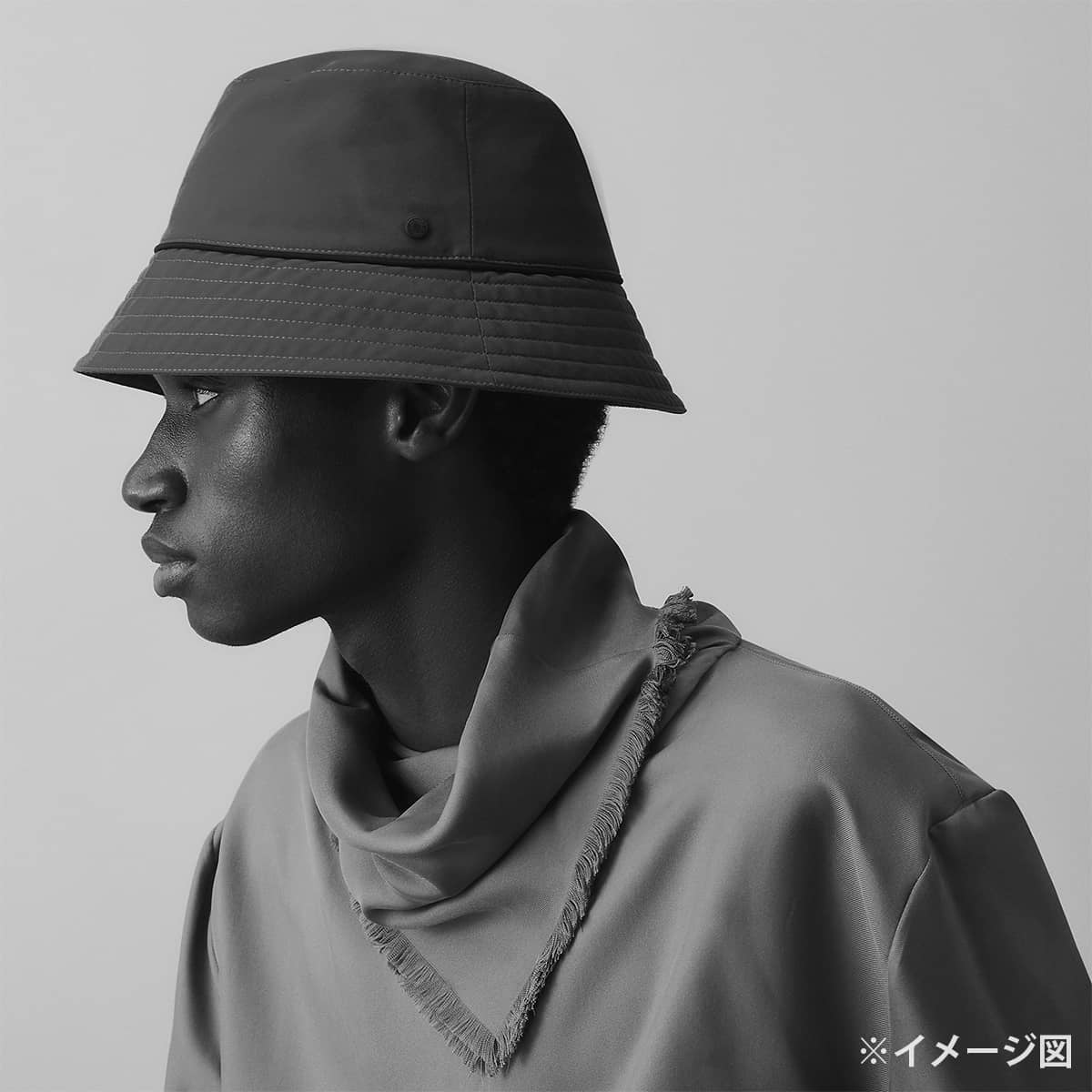HERMES hat Men's Bucket Milo Swing Gabardine Technique Sport Blanc (White) Cotton/Nylon H261002N 9059[EXCELLENT][Authentic]