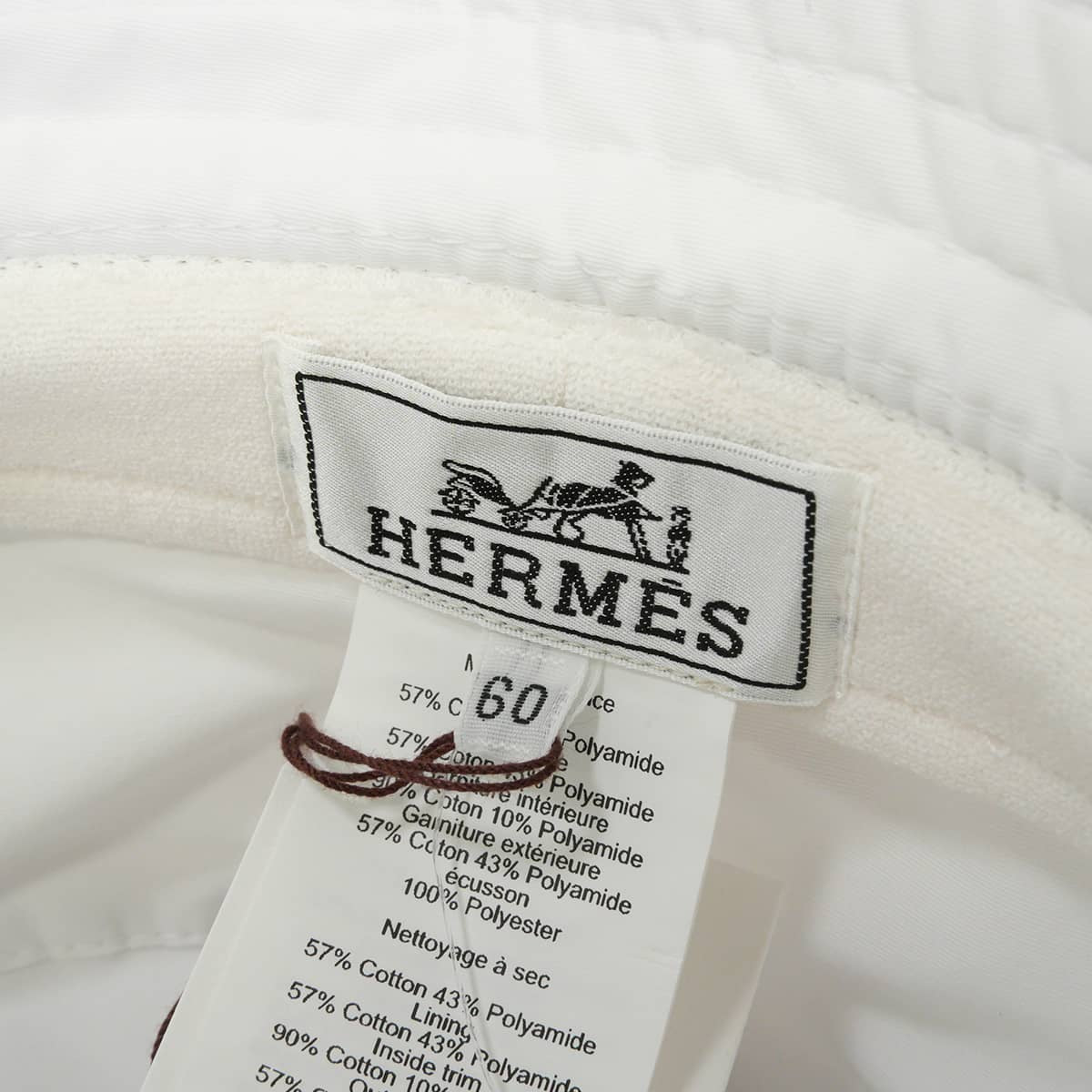 HERMES hat Men's Bucket Milo Swing Gabardine Technique Sport Blanc (White) Cotton/Nylon H261002N 9059[EXCELLENT][Authentic]