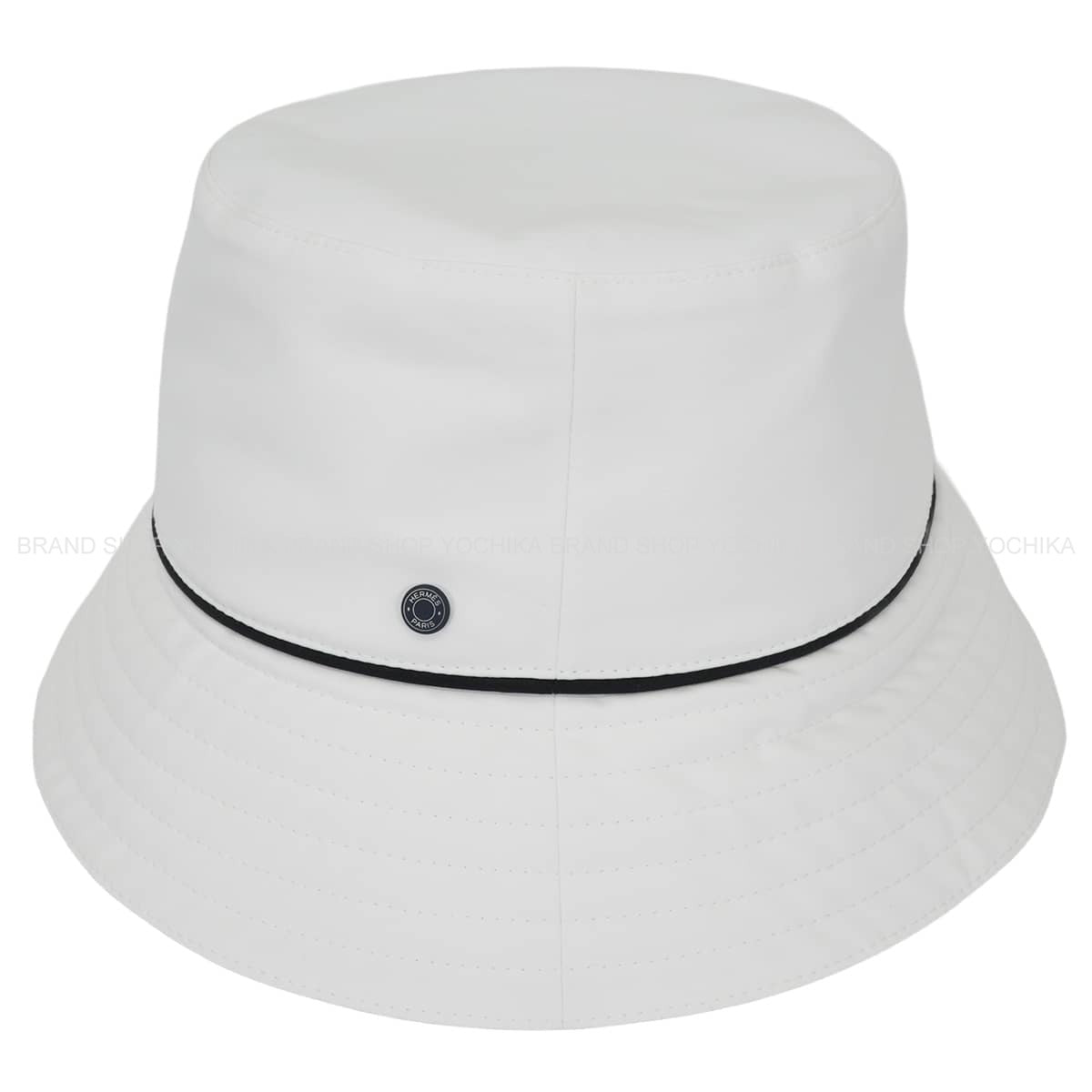 HERMES hat Men's Bucket Milo Swing Gabardine Technique Sport Blanc (White) Cotton/Nylon H261002N 9059[EXCELLENT][Authentic]