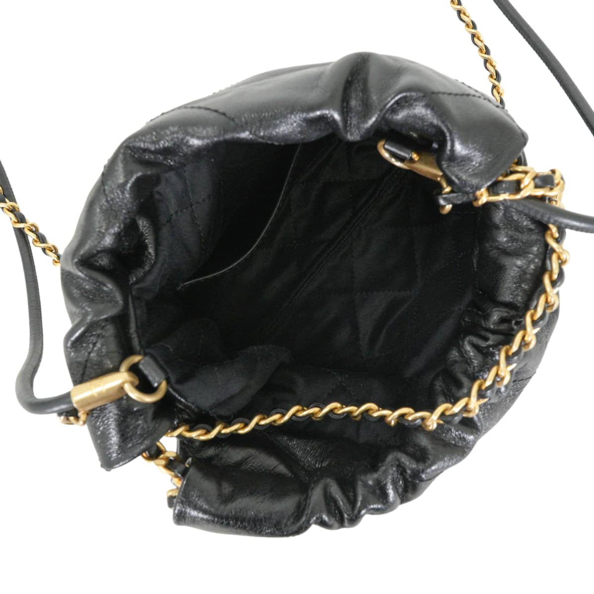 [Pre-loved] CHANEL Shoulder bag Chanel22 Mini Matelasse Medal Charm Pearl COCO Mark Noir (Black) Calfskin Antique Gold HW AS3980[LIKE NEW][Authentic]