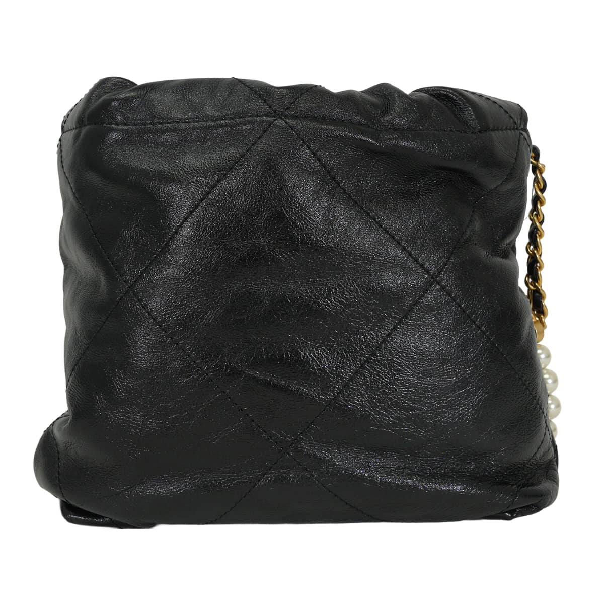 [Pre-loved] CHANEL Shoulder bag Chanel22 Mini Matelasse Medal Charm Pearl COCO Mark Noir (Black) Calfskin Antique Gold HW AS3980[LIKE NEW][Authentic]