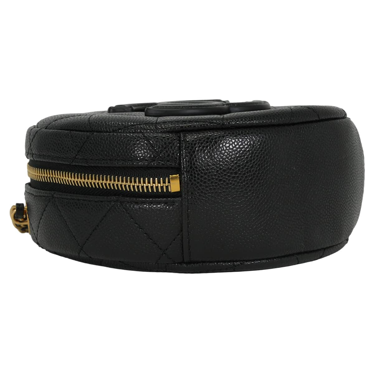 [Pre-loved] CHANEL Shoulder bag Top-handle chain vanity case Small Matelasse Round COCO Mark Noir (Black) Graind Calf(Caviarskin) Gold HW AS3875[LIKE NEW][Authentic]