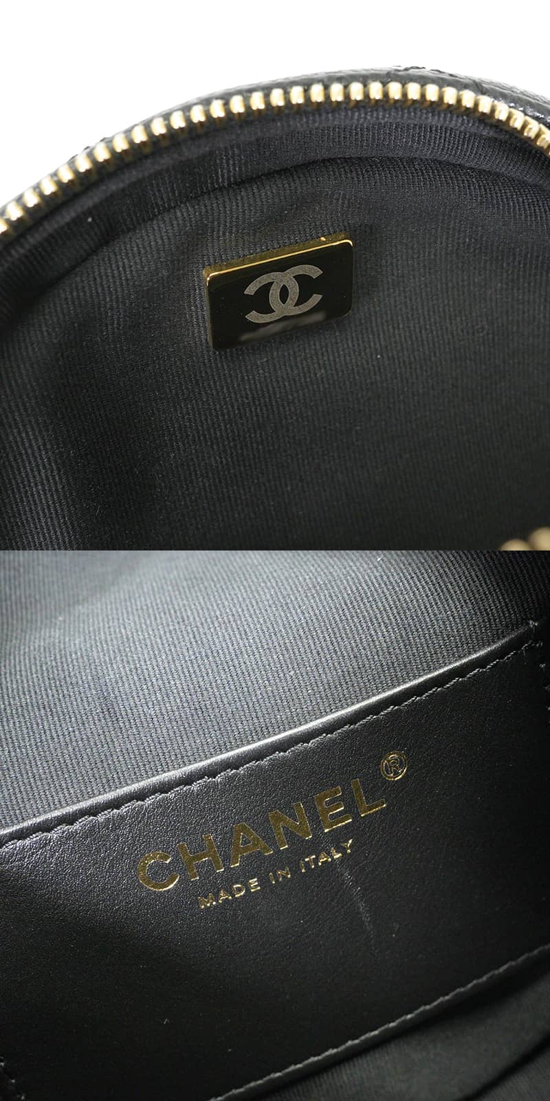 [Pre-loved] CHANEL Shoulder bag Top-handle chain vanity case Small Matelasse Round COCO Mark Noir (Black) Graind Calf(Caviarskin) Gold HW AS3875[LIKE NEW][Authentic]