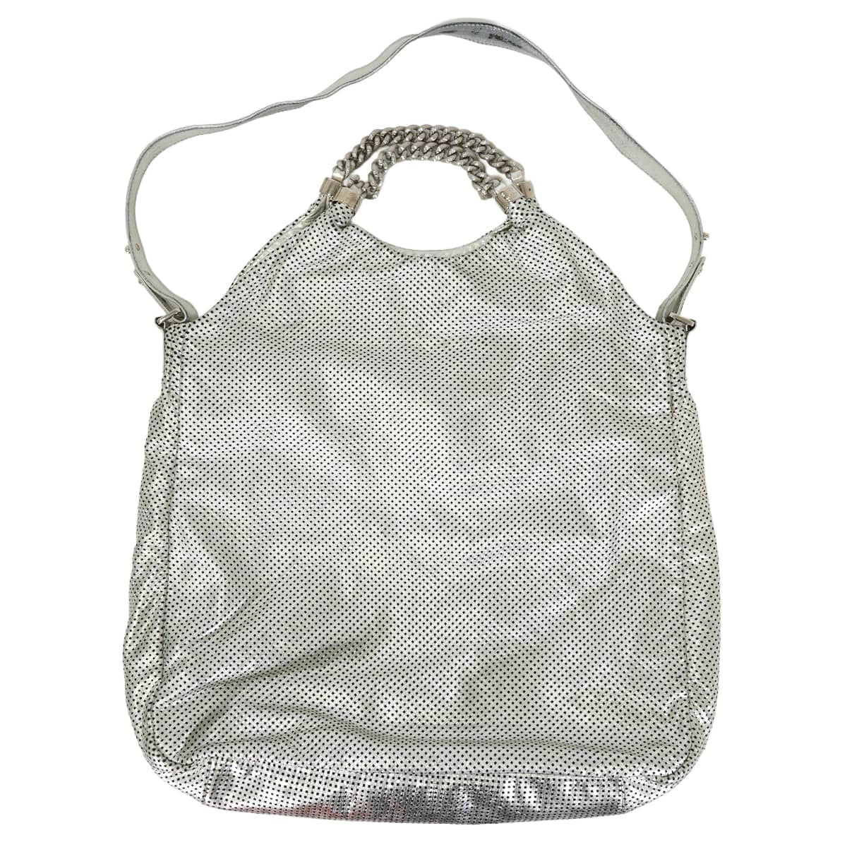 [Pre-loved] CHANEL Shoulder bag Punching Large COCO Mark Silver Lambskin Silver HW A38462[USED AB][Authentic]