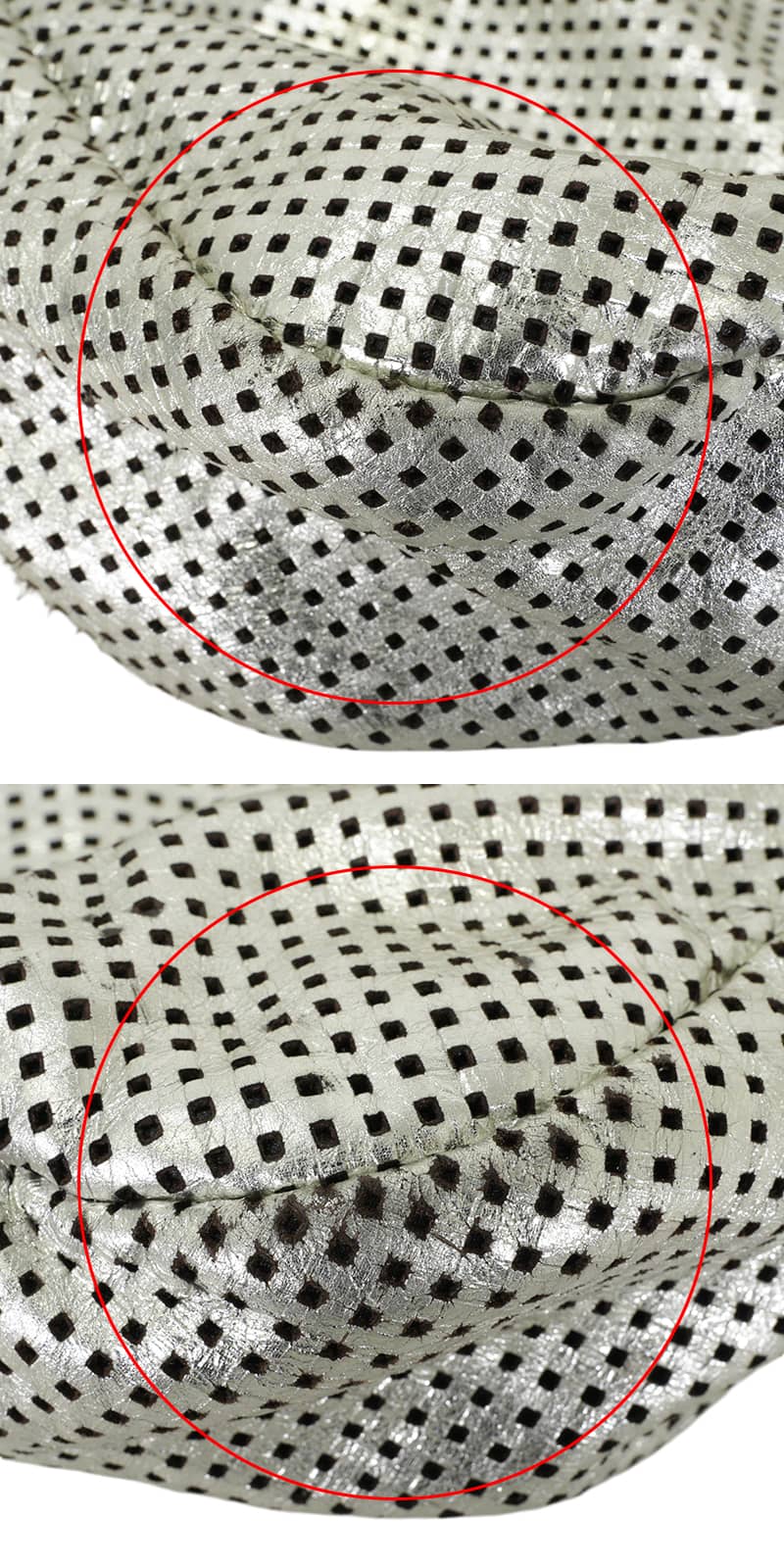 [Pre-loved] CHANEL Shoulder bag Punching Large COCO Mark Silver Lambskin Silver HW A38462[USED AB][Authentic]