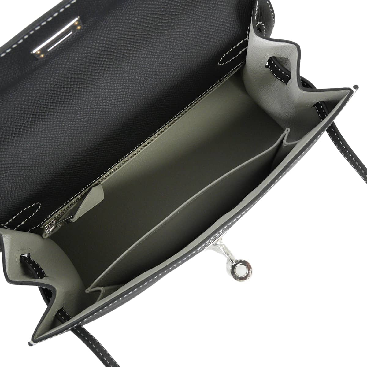 HERMES Shoulder bag Kelly25 Sellier Personal order Noir (Black)/Gris Perle Veau Epsom Silver HW Stamp G[BRAND NEW][Authentic]