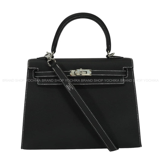 HERMES Shoulder bag Kelly25 Sellier Personal order Noir (Black)/Gris Perle Veau Epsom Silver HW Stamp G[BRAND NEW][Authentic]