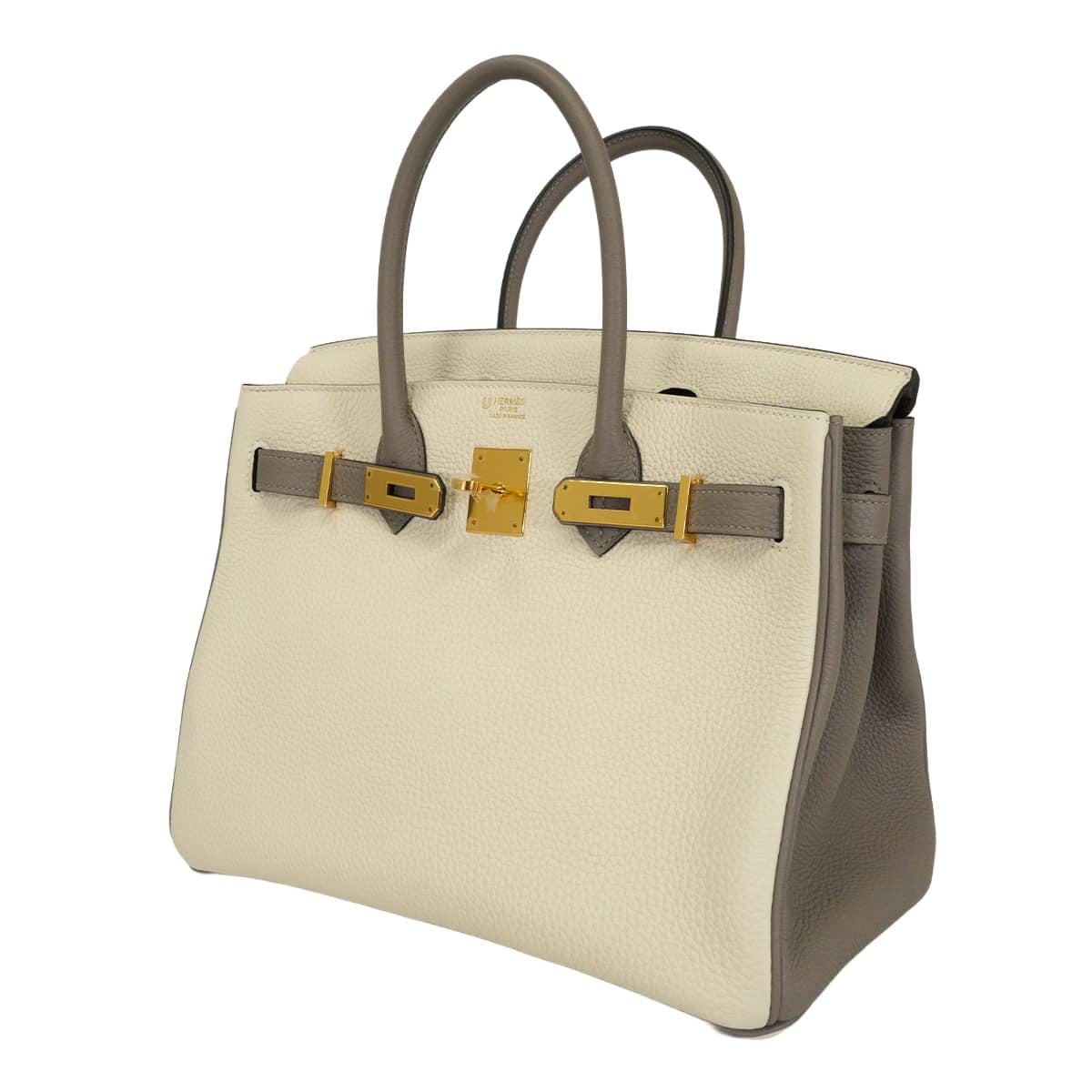 HERMES Handbag Birkin30 Personal order Craie/Gris Asphalte Veau Togo Mat Gold HW Stamp Z[EXCELLENT][Authentic]