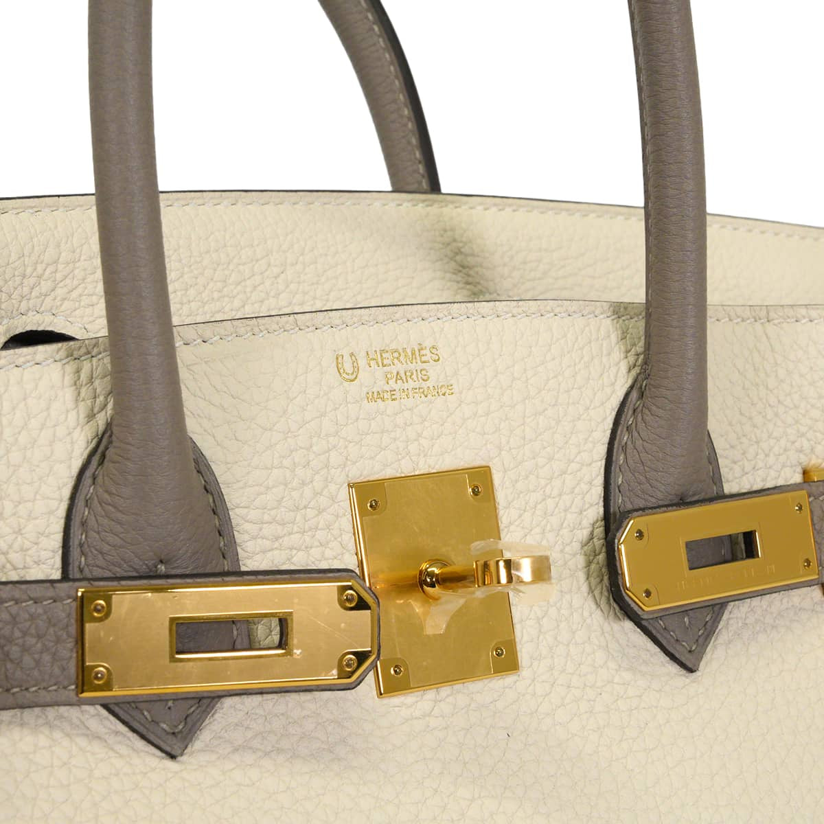 HERMES Handbag Birkin30 Personal order Craie/Gris Asphalte Veau Togo Mat Gold HW Stamp Z[EXCELLENT][Authentic]