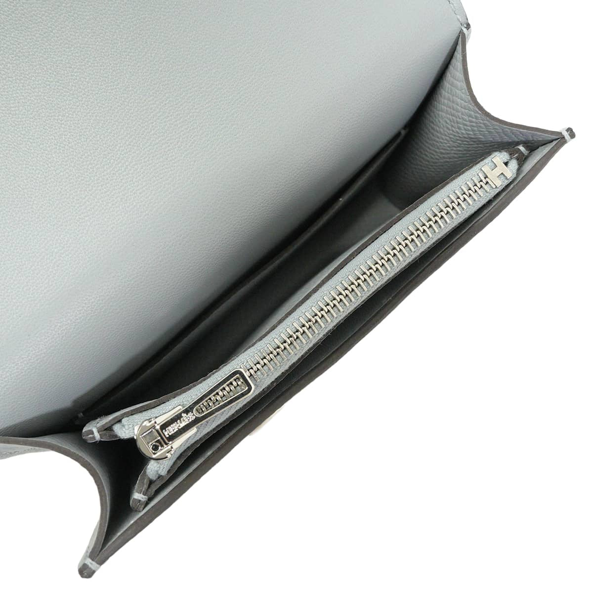 HERMES Bi-fold wallet Constance Slim Gris Pantin Veau Epsom Silver HW Stamp K[EXCELLENT][Authentic]