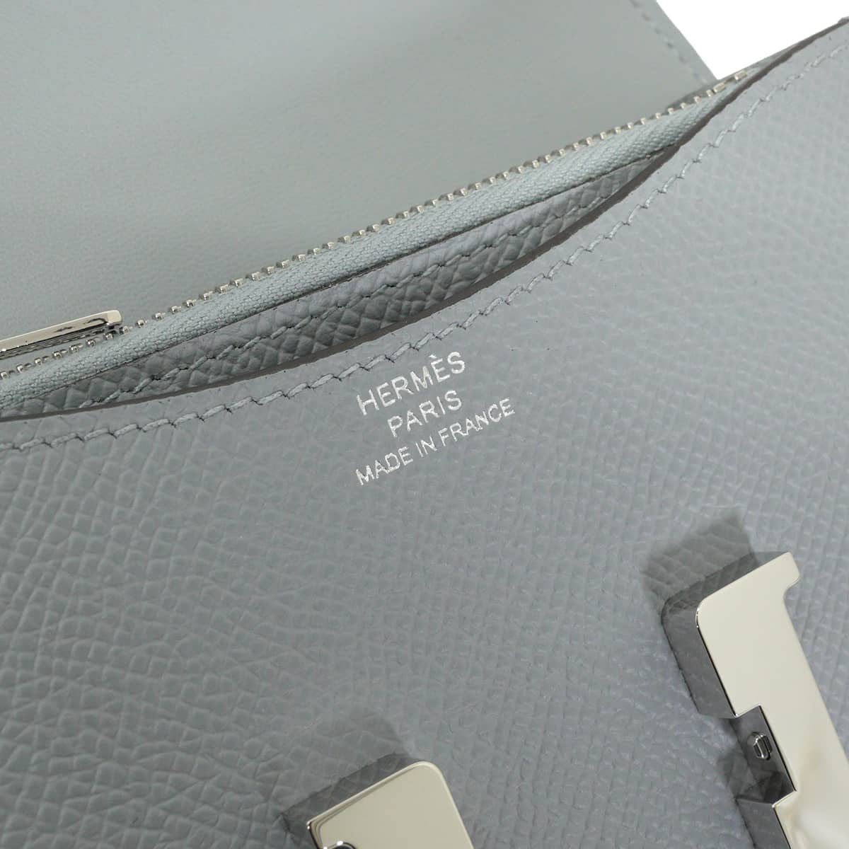 HERMES Bi-fold wallet Constance Slim Gris Pantin Veau Epsom Silver HW Stamp K[EXCELLENT][Authentic]
