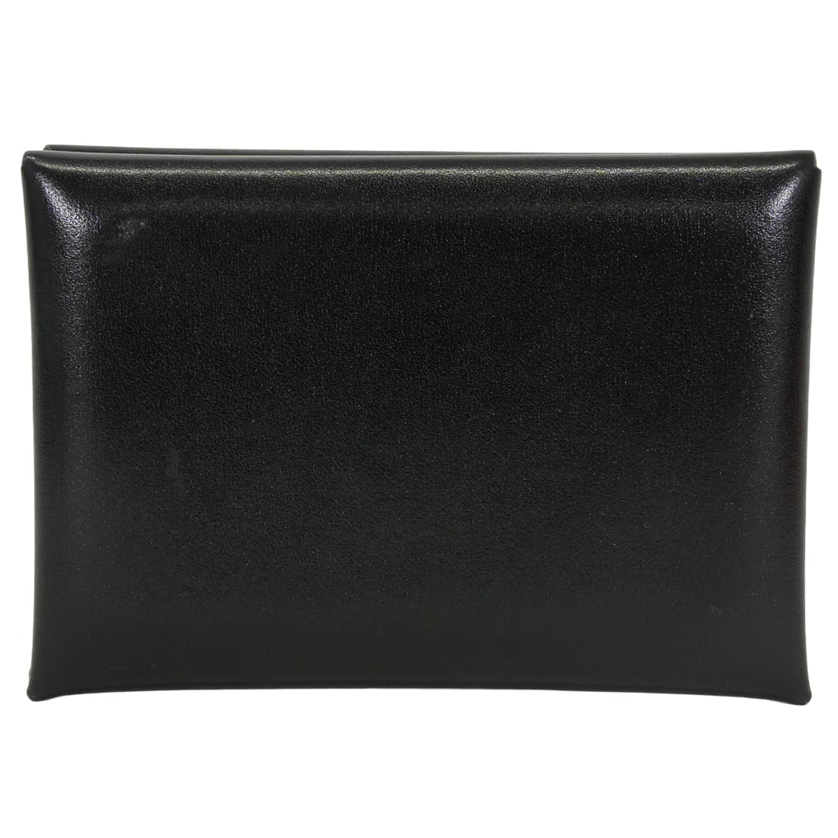 [Pre-loved] HERMES card holder Calvi Duo Noir (Black) Box Calf Silver HW Stamp B[USED A][Authentic]