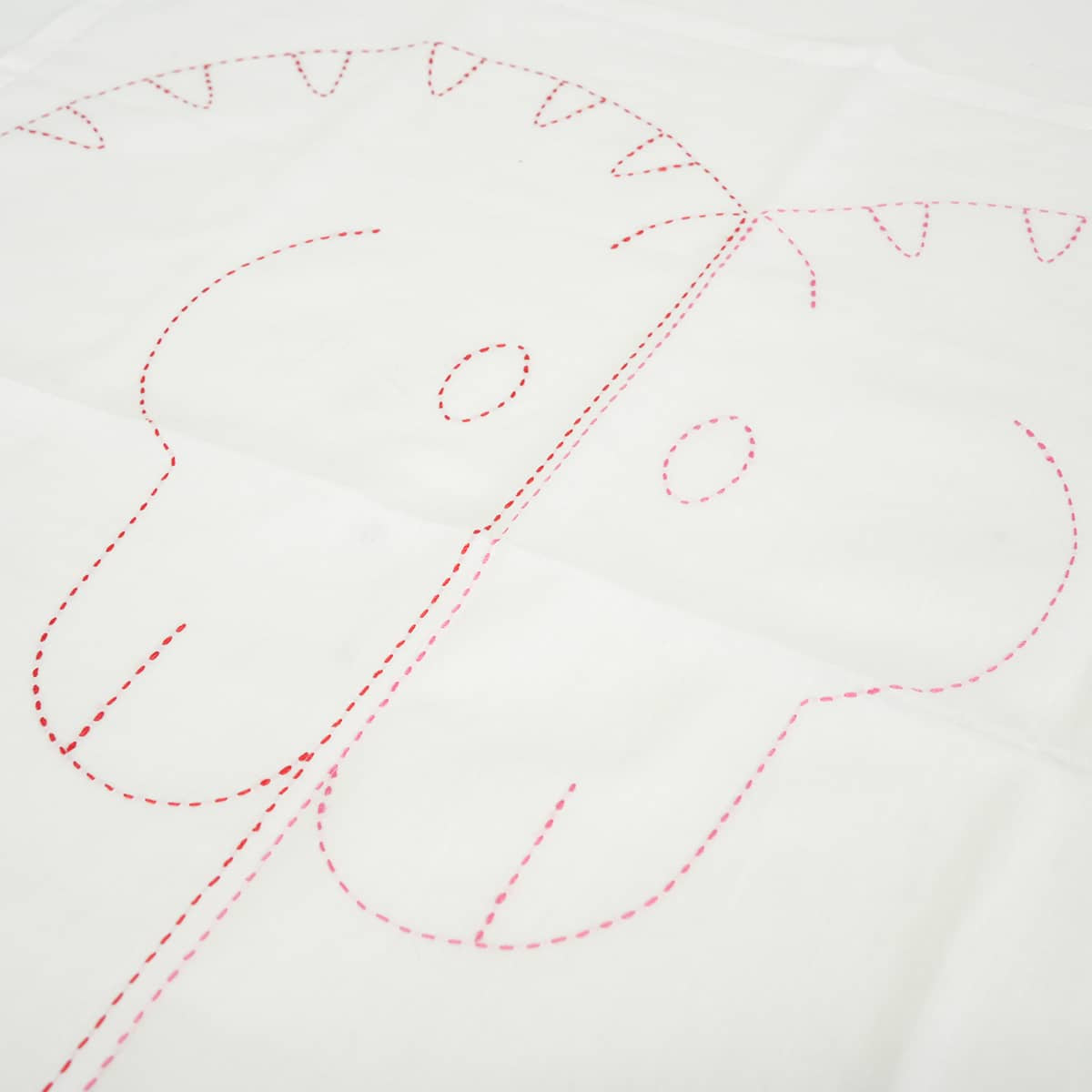 HERMES handkerchief Horselove Embroidered Blanc (White)/Red Cotton100%[EXCELLENT][Authentic]