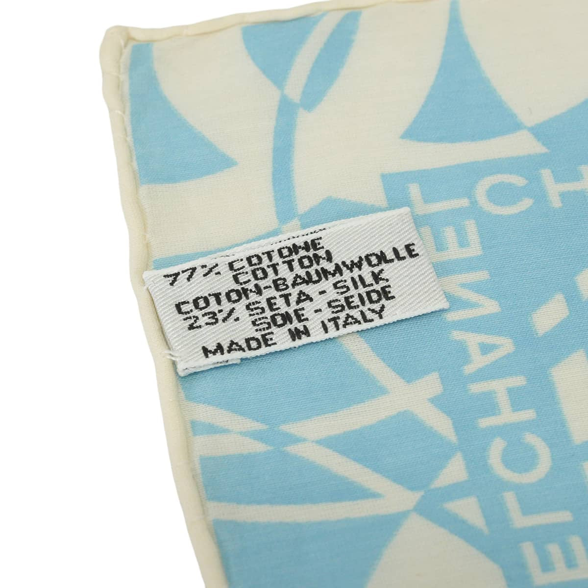 CHANEL handkerchief COCO Mark Blanc (White)/Blue Cotton/Silk[EXCELLENT][Authentic]