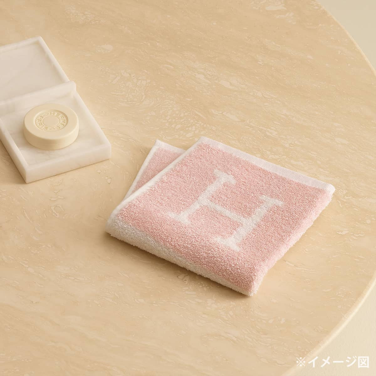 HERMES towel Carre Towel Avalon Hand Towel Rose/Lilac Cotton100%[EXCELLENT][Authentic]