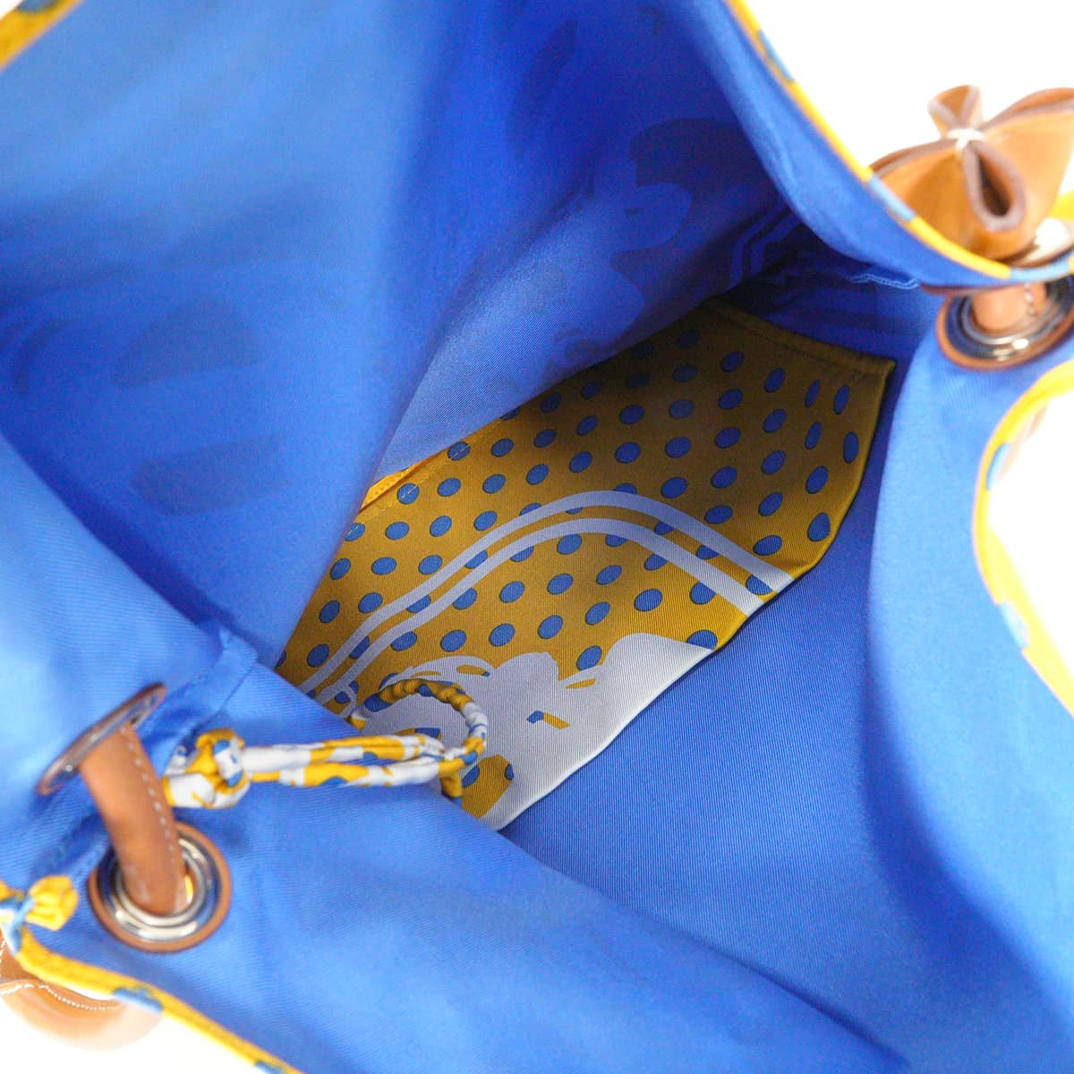 [Pre-loved] HERMES Shoulder bag Silky city 33 PM Brides de Gala Fantome a Pois Jaune d'Or/Bleu Agate/Fauve Silk/Veau Barenia Silver HW Stamp C[LIKE NEW][Authentic]