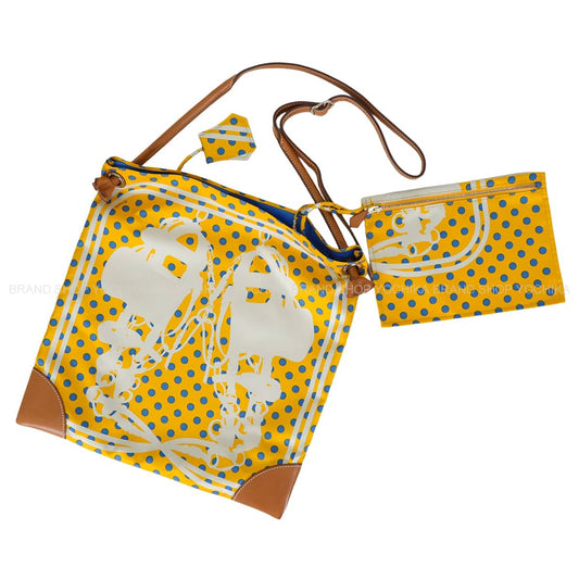 [Pre-loved] HERMES Shoulder bag Silky city 33 PM Brides de Gala Fantome a Pois Jaune d'Or/Bleu Agate/Fauve Silk/Veau Barenia Silver HW Stamp C[LIKE NEW][Authentic]