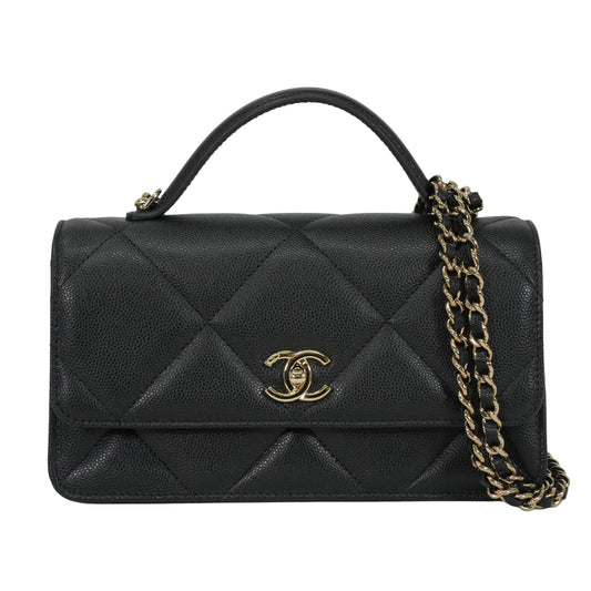 2025/26AW CHANEL Chain wallet Chain wallet Top handle Matelasse COCO Mark Noir (Black) Graind Calf(Caviarskin) Champagne Gold HW AP4931[BRAND NEW][Authentic]