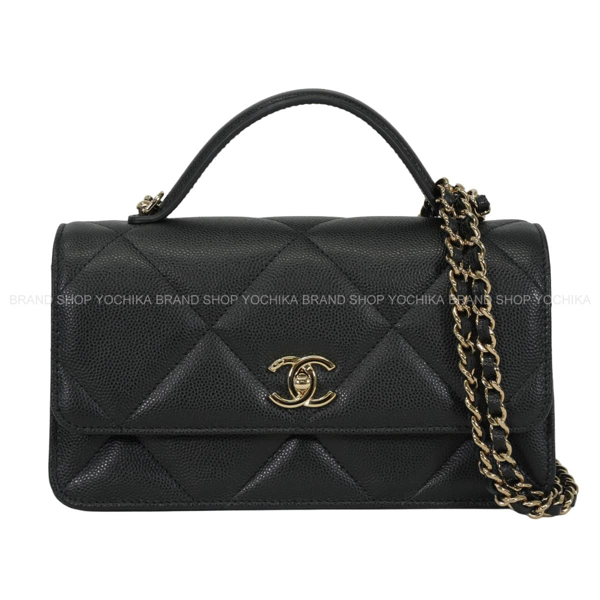 2025/26AW CHANEL Chain wallet Chain wallet Top handle Matelasse COCO Mark Noir (Black) Graind Calf(Caviarskin) Champagne Gold HW AP4931[BRAND NEW][Authentic]