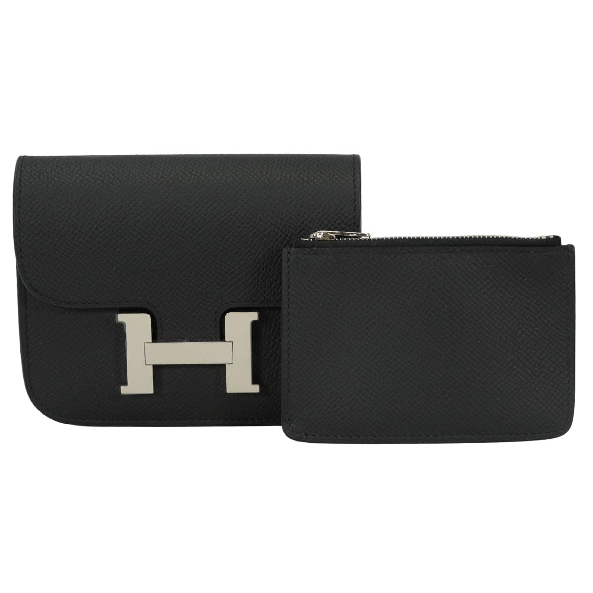 HERMES Bi-fold wallet Constance Slim Noir (Black) Veau Epsom Silver HW Stamp G[BRAND NEW][Authentic]