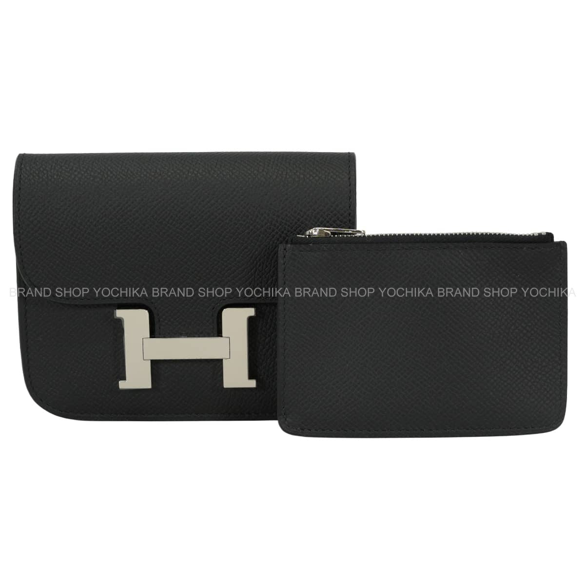 HERMES Bi-fold wallet Constance Slim Noir (Black) Veau Epsom Silver HW Stamp G[BRAND NEW][Authentic]