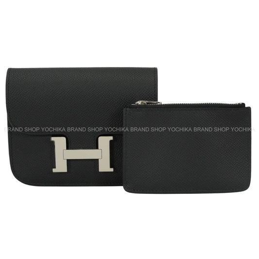 HERMES Bi-fold wallet Constance Slim Noir (Black) Veau Epsom Silver HW Stamp G[BRAND NEW][Authentic]