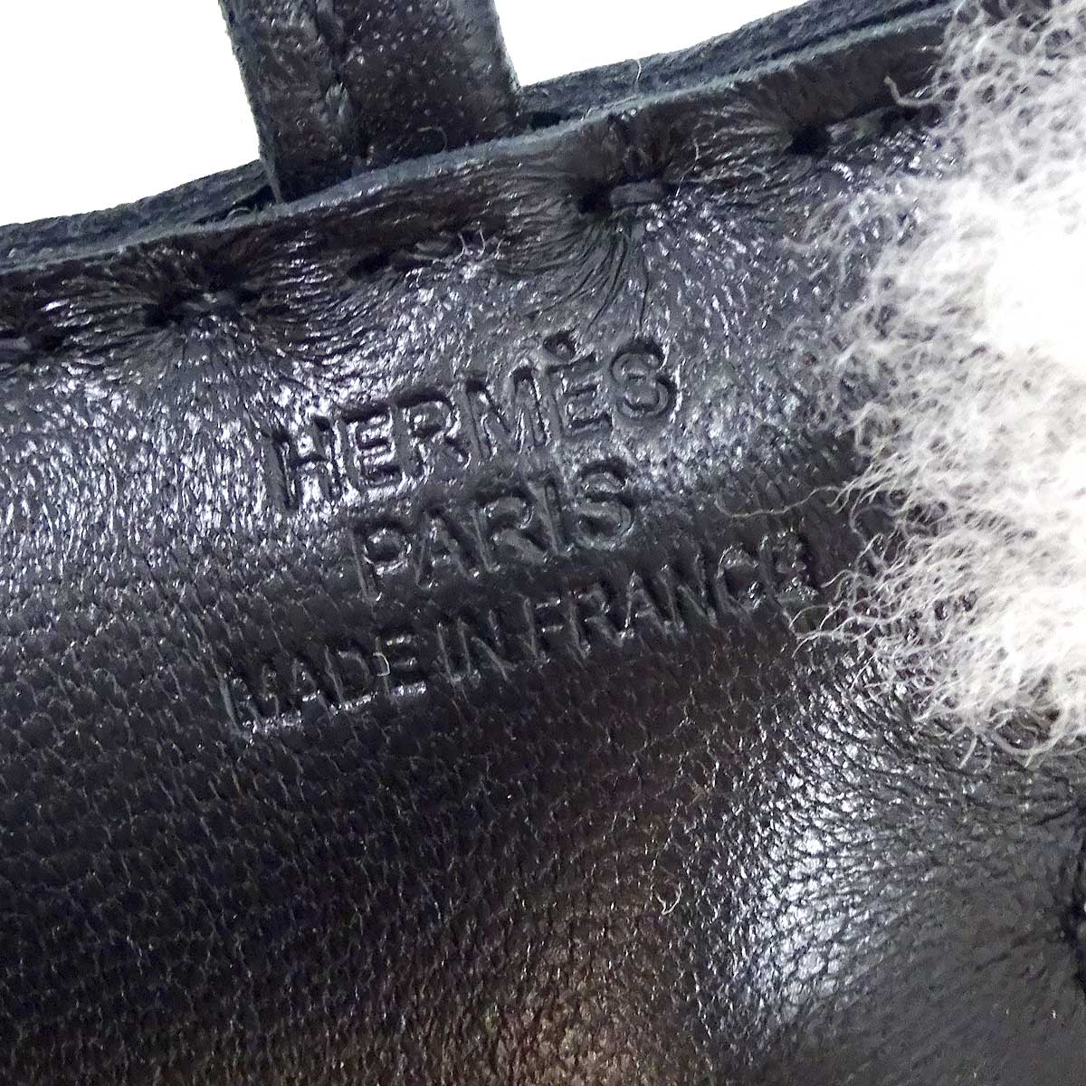 HERMES bag charm Buddy Dog Noir (Black)/Ecru Agneau Milo/Mouton Stamp G[BRAND NEW][Authentic]