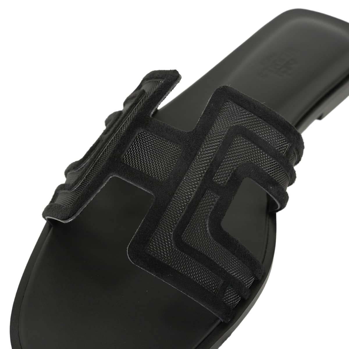 HERMES sandals Oran Noir (Black) Chevre Velours/Mesh #37.5 H262201Z 02345[BRAND NEW][Authentic]