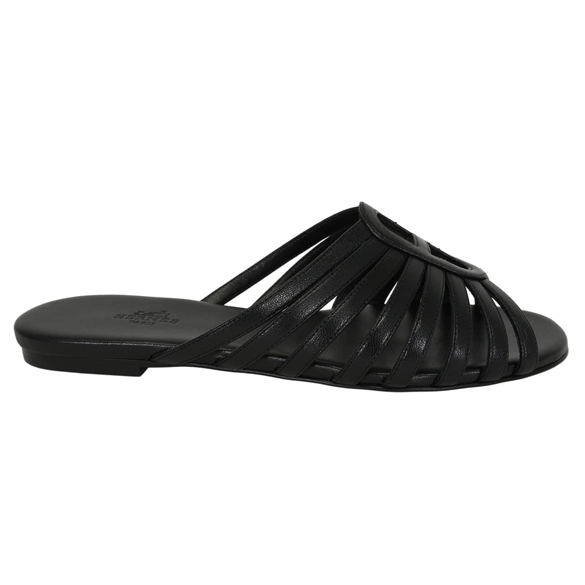HERMES sandals Noria Chaine d'Ancre Noir (Black) Chevre #38 H262093Z 02350[EXCELLENT][Authentic]