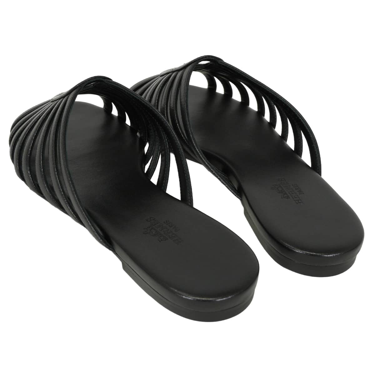 HERMES sandals Noria Chaine d'Ancre Noir (Black) Chevre #38 H262093Z 02350[EXCELLENT][Authentic]
