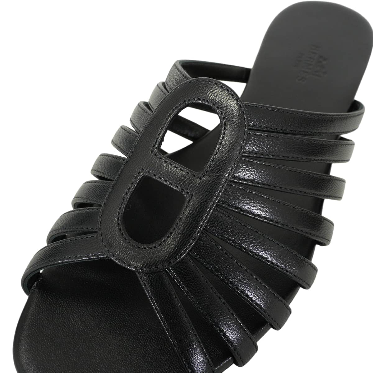HERMES sandals Noria Chaine d'Ancre Noir (Black) Chevre #38 H262093Z 02350[EXCELLENT][Authentic]